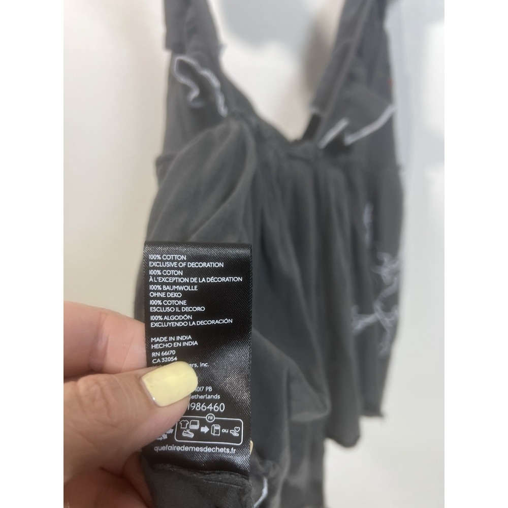 Kimchi Blue Urban Outfitters Kristy Babydoll Embroidered Tank Gray S Festival - Picture 5 of 7